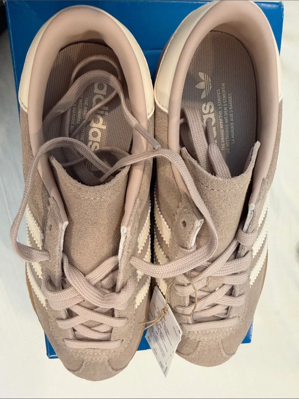adidas Women's Beige and White Suede Sneakers - Picture 5 of 6